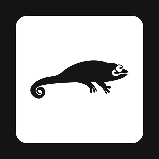 Icono de camaleón negro en estilo simple aislado sobre fondo blanco Símbolo de reptiles