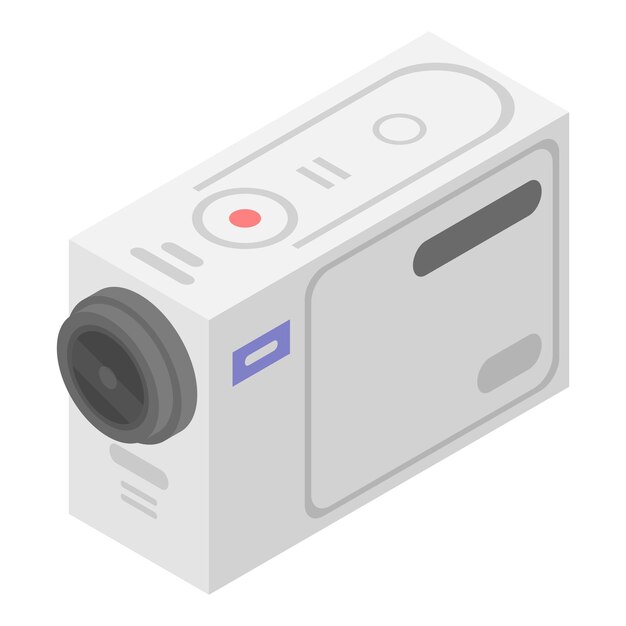 Icono de cámara de acción blanca Isométrica del icono de vector de cámara de acción blanca para diseño web aislado sobre fondo blanco