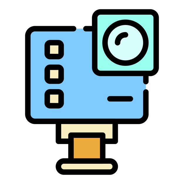 Icono de cámara de acción extrema Contorno de cámara de acción extrema vector icono color plano aislado