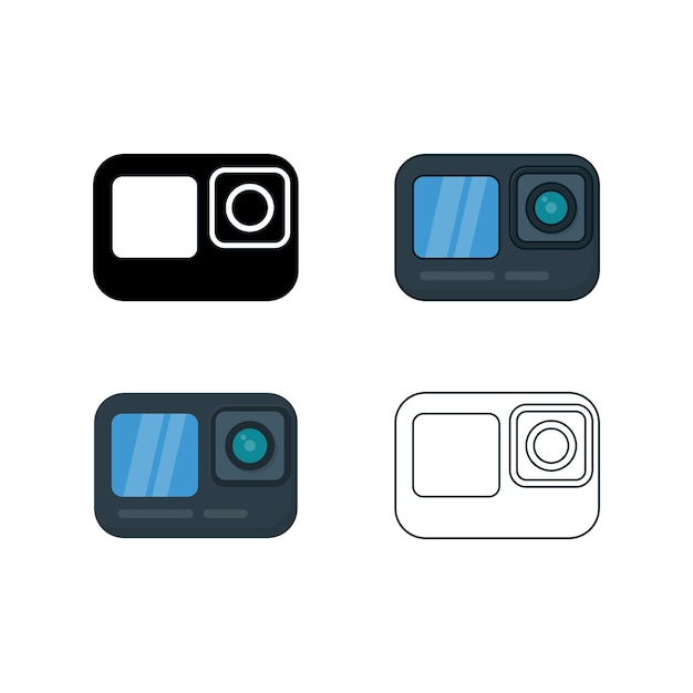 El icono de la cámara es un dibujo animado plano de estilo de diseño minimalista simple aislado por un fondo blanco