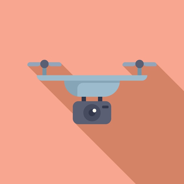 El icono de la cámara grande del dron es un vector plano del cine del vehículo