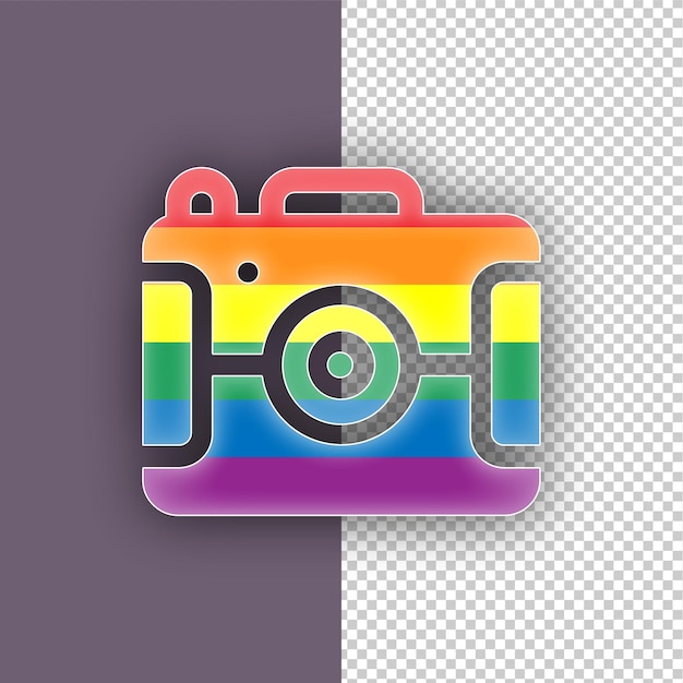 El icono de la cámara Pride LGBTQ con fondo editable