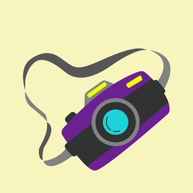 Icono de cámara retro en estilo plano Ilustración de cámara dibujada a mano colorida Ilustración vectorial