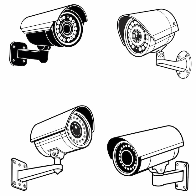 Icono de cámara de seguridad de CCTV vector ilustración aislada en fondo blanco