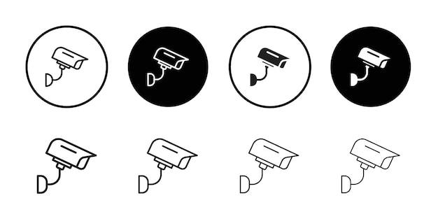 Icono de la cámara de seguridad Conjunto de logotipos de Line Art