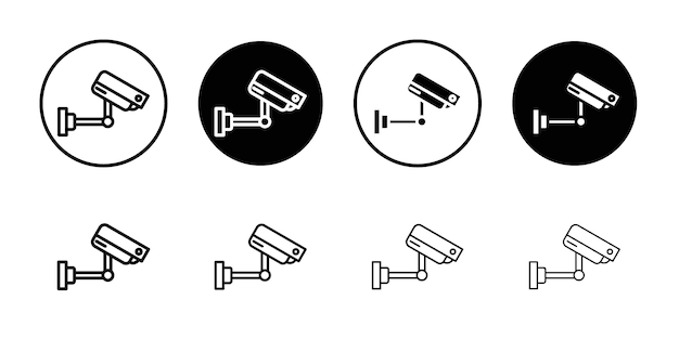 El icono de la cámara de seguridad es plano y el diseño del conjunto es simple.