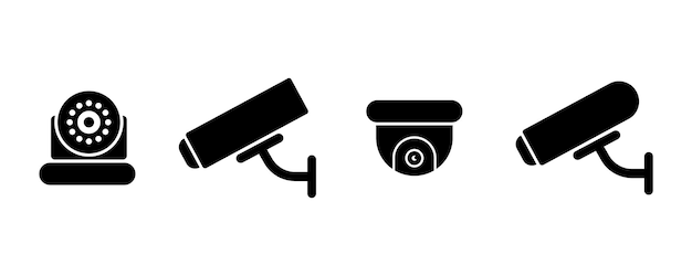 Icono de la cámara de seguridad en estilo sólido Silueta de la Cámara de vigilancia de CCTV