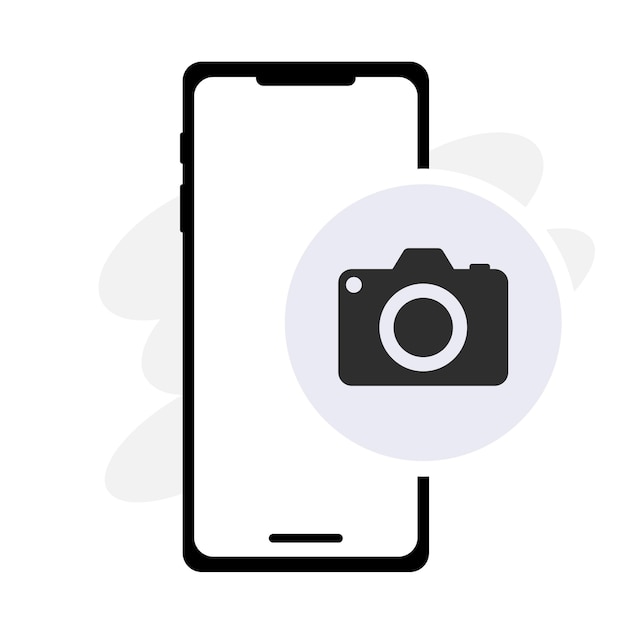 Icono de cámara en Smartphone Fotografía imagen captura instantánea lente dispositivo móvil tecnología digital Vector icono de línea para Negocios y Publicidad