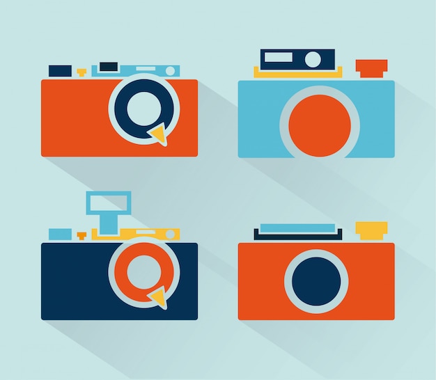 icono de cámara sobre fondo azul ilustración vectorial