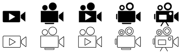 Icono de cámara de video cámara vintage con obturador para filmar y grabar películas