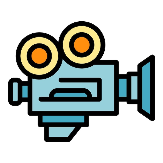 Icono de la cámara de vídeo Contorno del ícono vectorial de la cámara del vídeo Color plano aislado