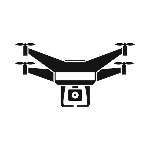 Vector icono de cámara de vídeo drone en estilo sencillo aislado sobre fondo blanco.