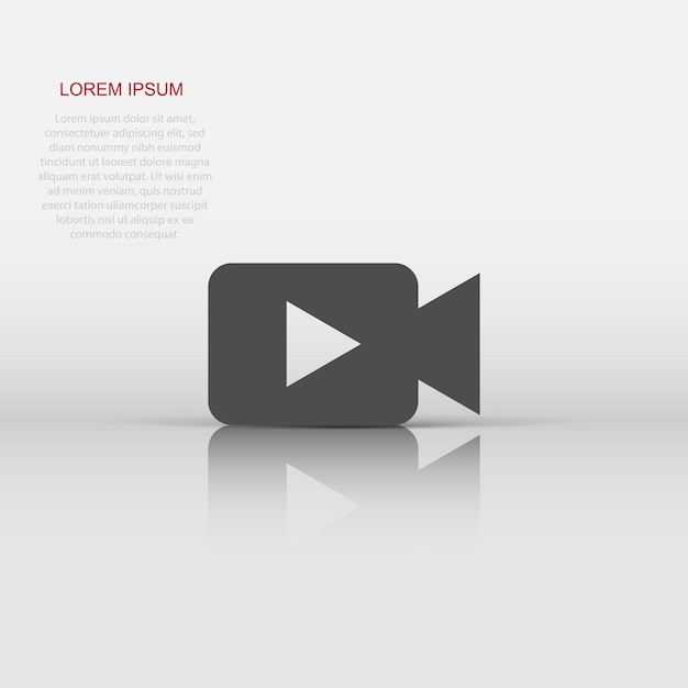 Icono de cámara de video en estilo plano Ilustración de vector de reproducción de película sobre fondo blanco aislado Concepto de negocio de transmisión de video