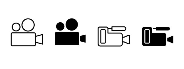 Icono de la cámara de video Símbolo del equipo de grabación de video Ilustración vectorial de la videocámara Película