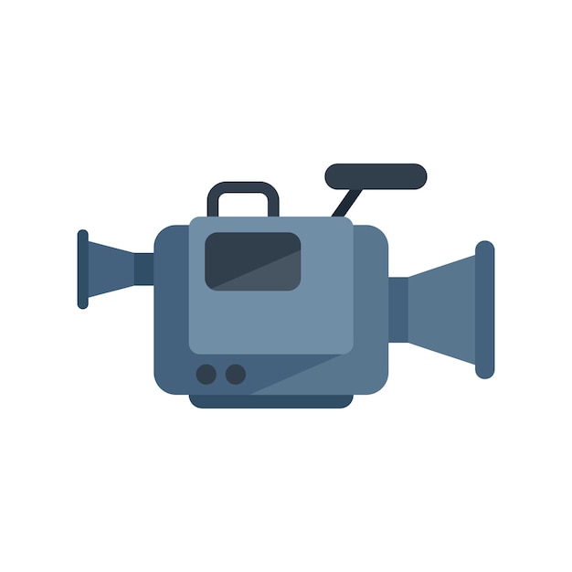 Icono de la cámara de video de vector plano Informe de la tripulación de televisión de prensa