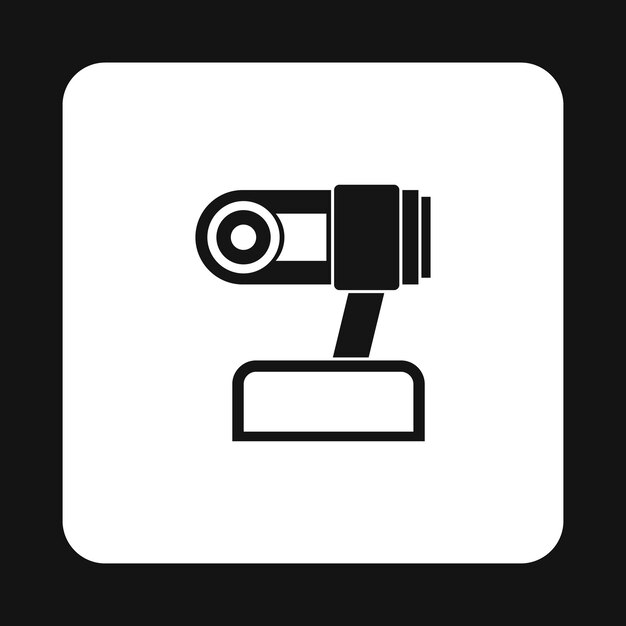Icono de cámara web en estilo simple en una ilustración vectorial de fondo blanco
