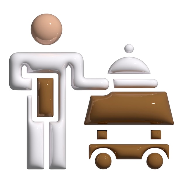 icono del camarero entregando comida con un carro