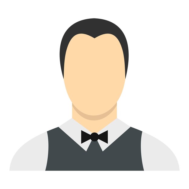 Icono de camarero en estilo plano aislado en fondo blanco Ilustración vectorial de símbolo de trabajo