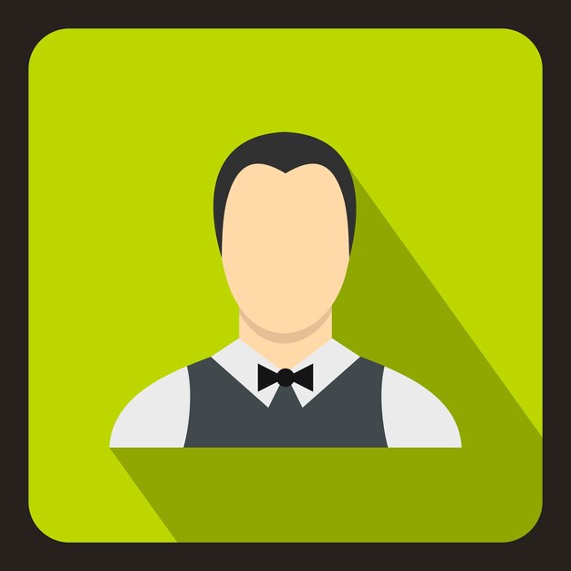 Icono de camarero en estilo plano con larga sombra símbolo de trabajo ilustración vectorial