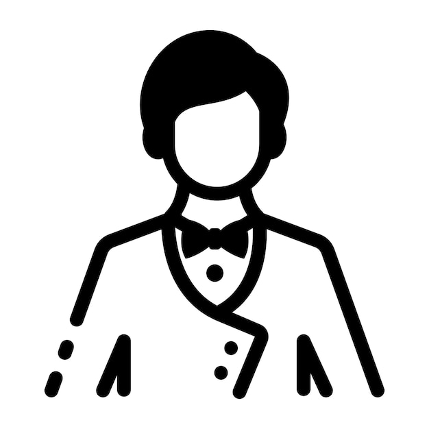 El icono de un camarero en uniforme