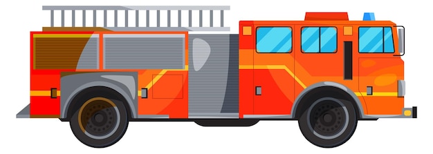 Icono de camión de bombero Símbolo de transporte rojo de dibujos animados aislado sobre fondo blanco