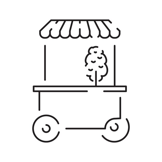 Ícono de camión de comida o línea de comida callejera Lámina de vehículo de autobús y furgoneta