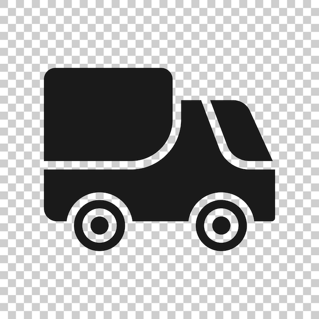 Icono de camión de entrega en estilo plano Ilustración vectorial de furgoneta en fondo blanco aislado Concepto de negocio de automóviles de carga