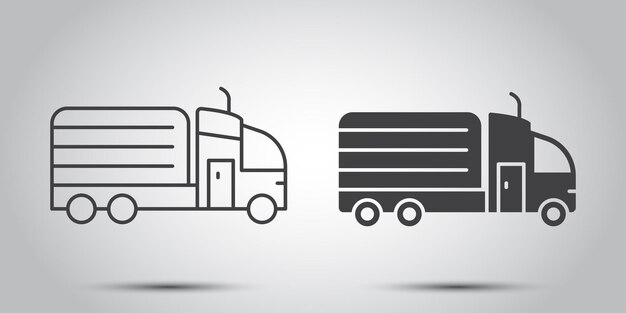 Icono de camión en estilo plano Ilustración vectorial de carga en un fondo aislado Concepto de negocio de letrero de entrega