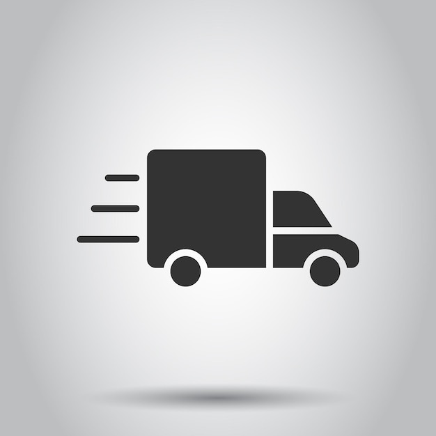 Icono de camión en estilo plano Ilustración vectorial de entrega de automóviles en fondo blanco aislado Concepto de negocio de automóviles de camión