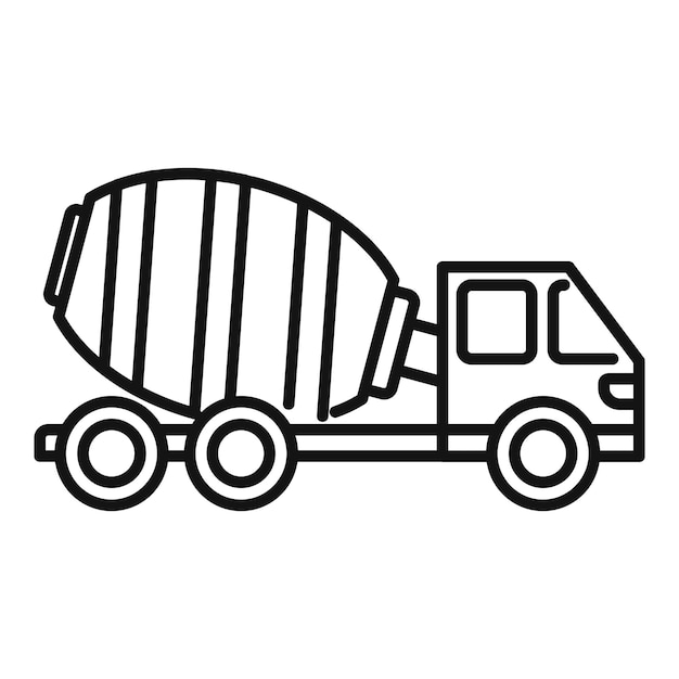 Icono de camión mezclador de cemento Icono de vector de camión mezclador de cemento de esquema para diseño web aislado sobre fondo blanco