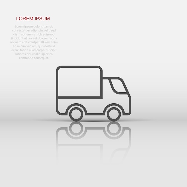 Icono de camión de reparto en estilo plano Van ilustración vectorial sobre fondo blanco aislado concepto de negocio de coche de carga