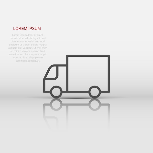 Icono de camión de reparto en estilo plano Van ilustración vectorial sobre fondo blanco aislado Concepto de negocio de coche de carga