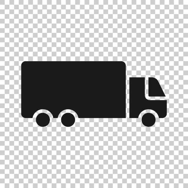 Icono de camión de reparto en estilo plano Van ilustración vectorial sobre fondo blanco aislado concepto de negocio de coche de carga