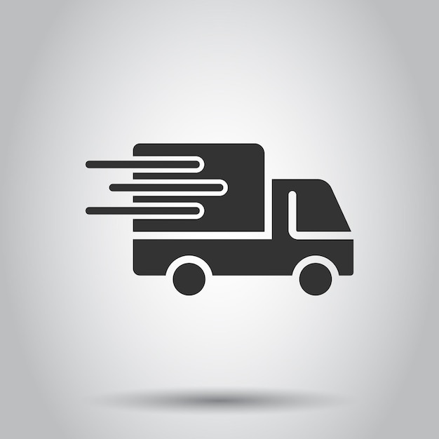Icono de camión de reparto en estilo plano Van ilustración vectorial sobre fondo blanco aislado concepto de negocio de coche de carga