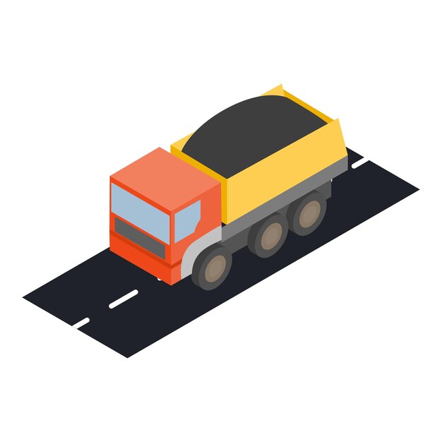 Icono de camión volquete Ilustración isométrica del icono de vector de camión volquete para web
