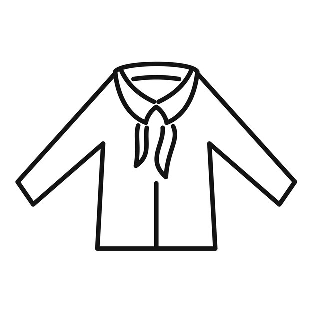 Icono de camisa de cinta vector de contorno Traje de estudiante Universidad infantil