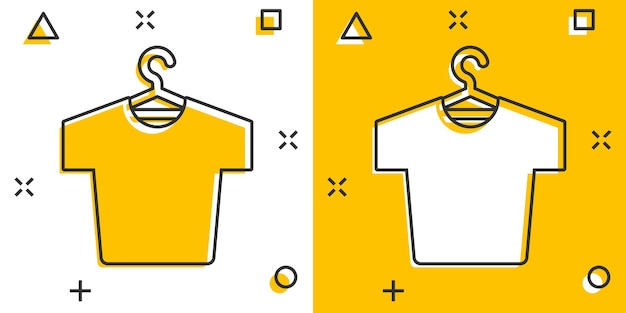 Icono de camiseta en estilo cómico Ilustración de vector de dibujos animados de ropa casual sobre fondo blanco aislado Concepto de negocio de efecto de salpicadura de desgaste de polo