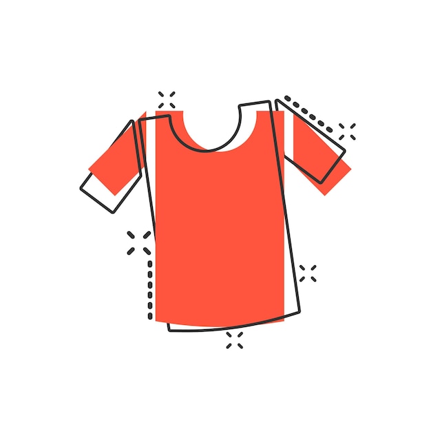 Ícono de camiseta en estilo cómico Ropa casual Ilustración vectorial de dibujos animados en fondo blanco aislado Polo wear efecto salpicadura concepto de negocio
