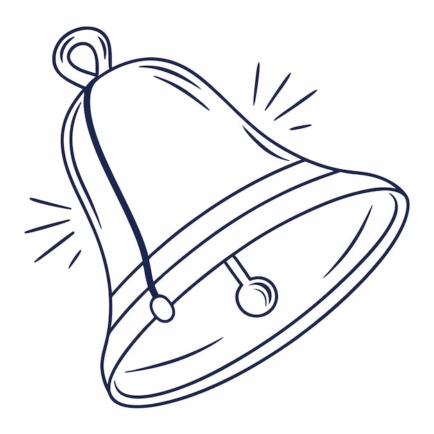 Icono de campana de alerta con punto plano en estilo de arte de línea limpia