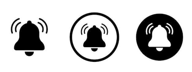Ícono de campana Conjunto de íconos de campana de notificación Elemento de medios sociales Símbolo de alarma Ilustración vectorial