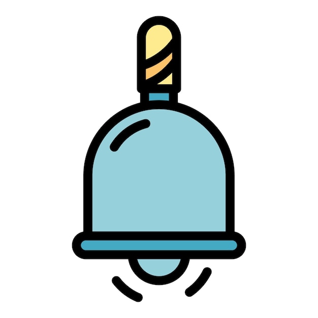 Icono de campana escolar Contorno icono de vector de campana escolar color plano aislado