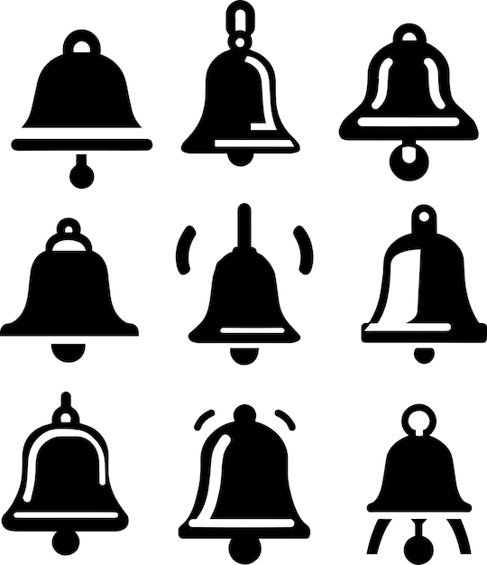 Icono de campana ilustración vectorial color negro 2