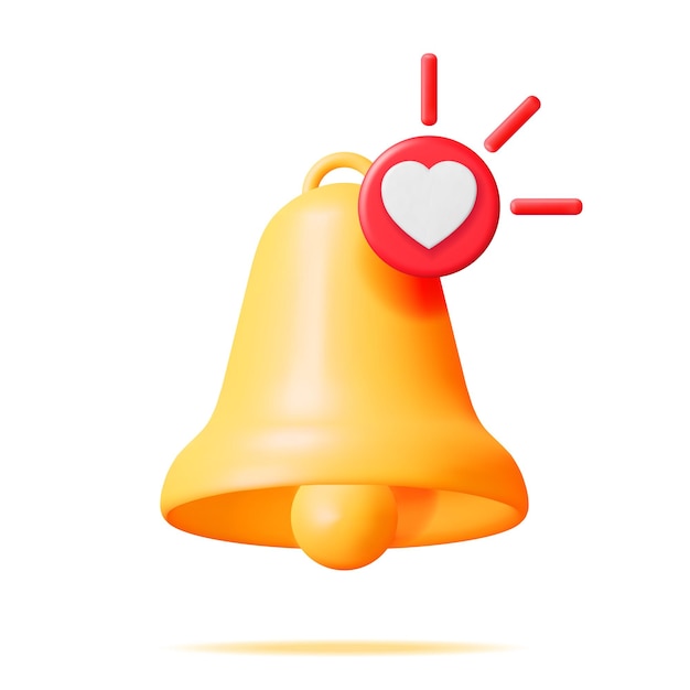 Icono de campana de notificación 3D aislado