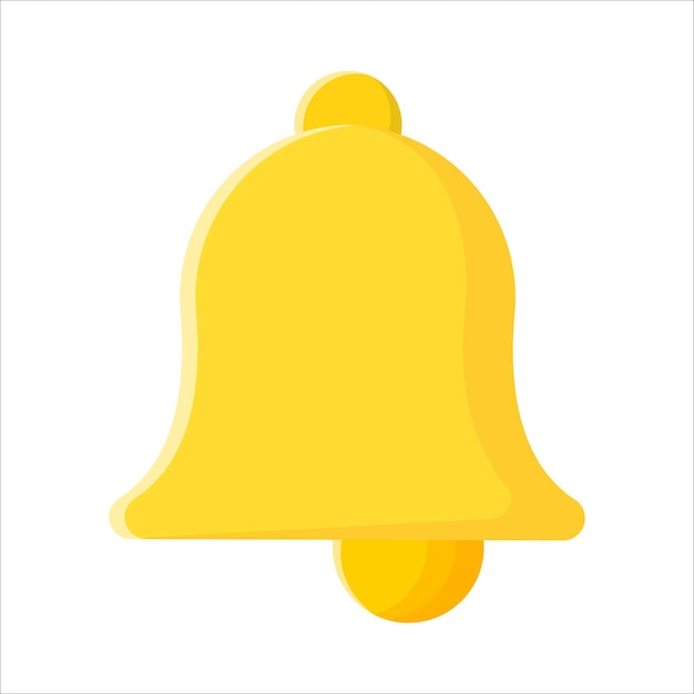 Icono de campana de notificación amarilla plana sobre fondo blanco