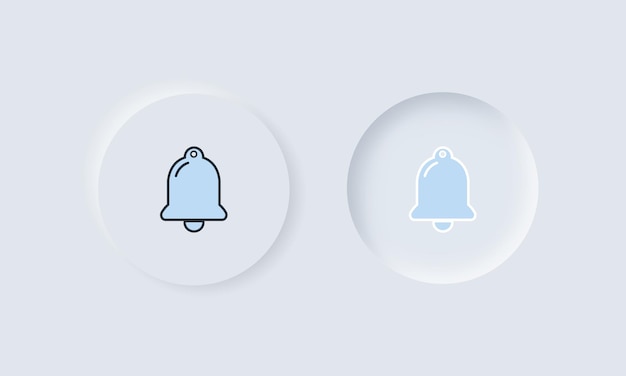 El icono de la campana de notificación en el estilo neumórfico del botón blanco