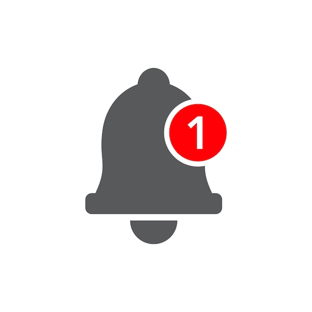 Icono de campana de notificación en estilo plano Ilustración de vector de mensaje de bandeja de entrada entrante en concepto de negocio de signo de timbre de fondo aislado