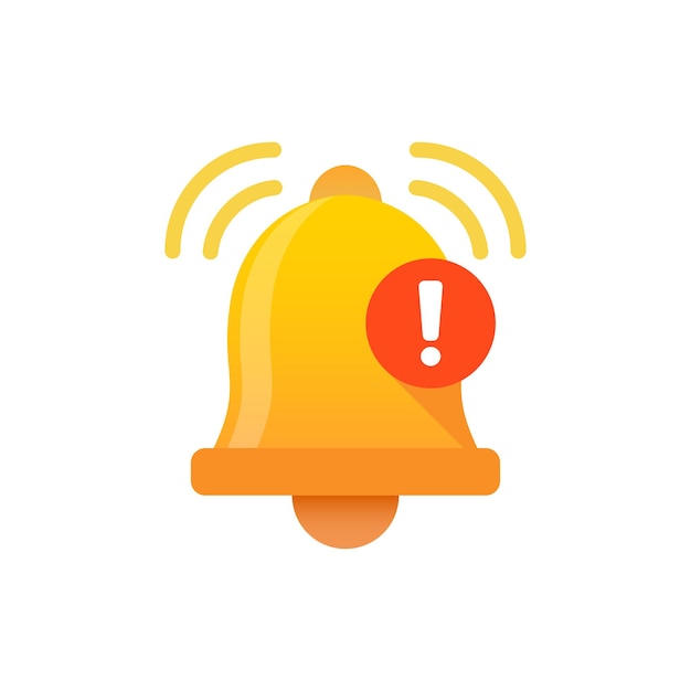 Icono de campana de notificación en estilo plano Ilustración de vector de mensaje de bandeja de entrada entrante en concepto de negocio de signo de timbre de fondo aislado