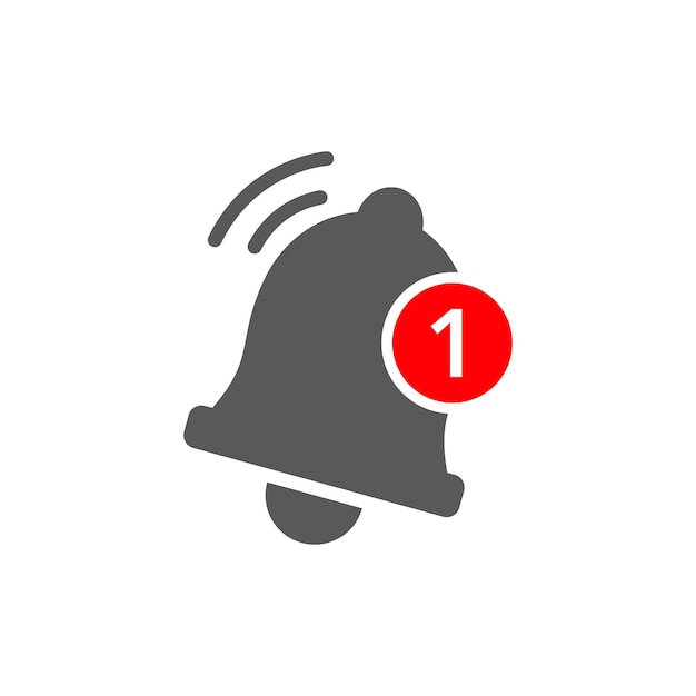 Icono de campana de notificación en estilo plano Ilustración de vector de mensaje de bandeja de entrada entrante en concepto de negocio de signo de timbre de fondo aislado