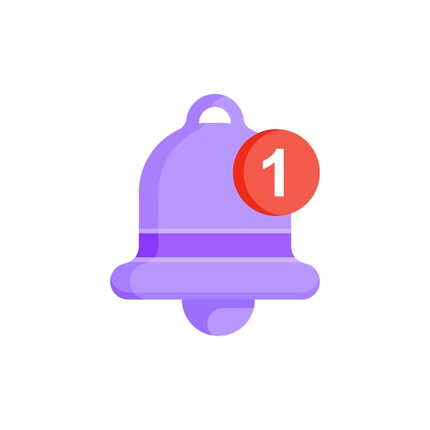 Icono de campana de notificación en estilo plano Ilustración de vector de mensaje de bandeja de entrada entrante en concepto de negocio de signo de timbre de fondo aislado