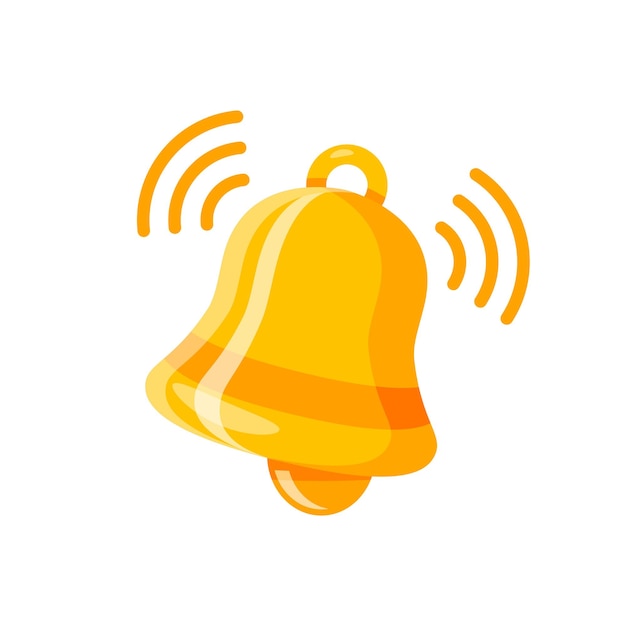 Icono de campana de notificación en estilo plano Ilustración de vector de mensaje de bandeja de entrada entrante en concepto de negocio de signo de timbre de fondo aislado